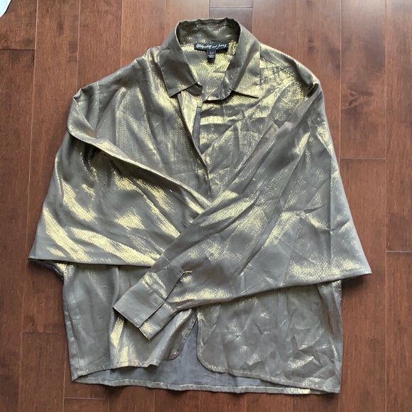 Elizabeth and James Dolman Sleeve Batwing Gold Top - Picture 1 of 11